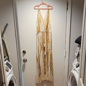 Blue Island Tie-Dye Maxi Dress in Gold and Cream